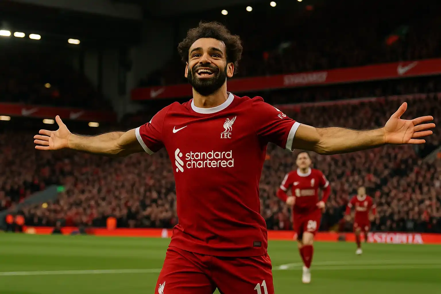 Cầu thủ Liverpool ăn mừng bàn thắng tại Anfield