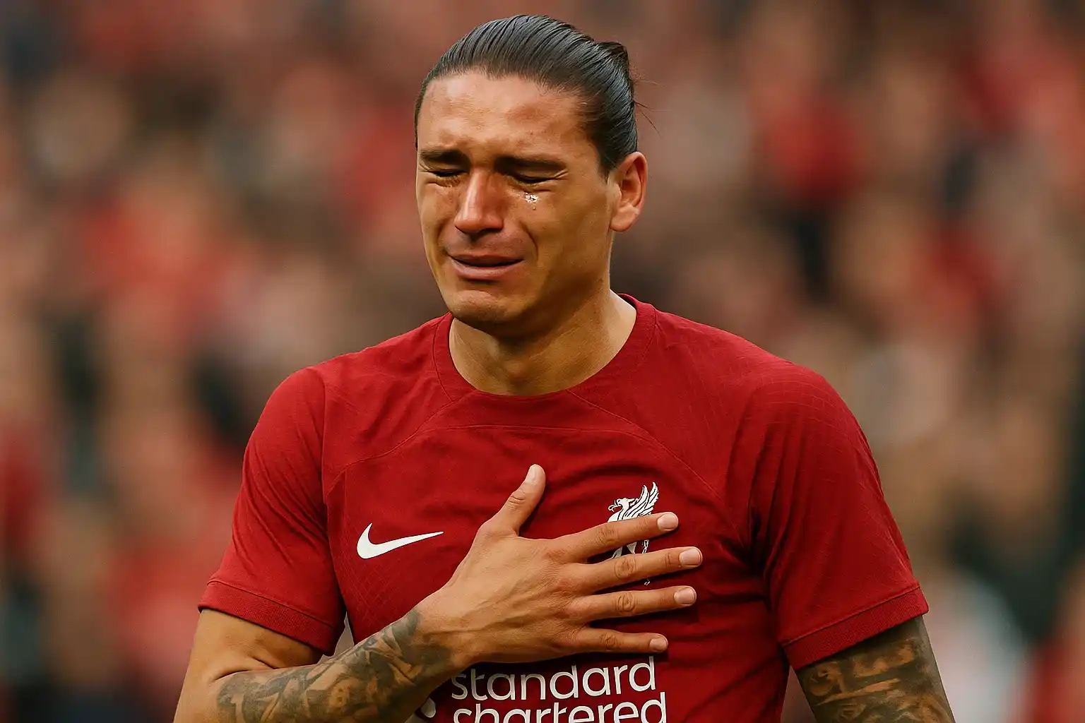 Darwin Nunez rơi nước mắt trong ngày chia tay Liverpool